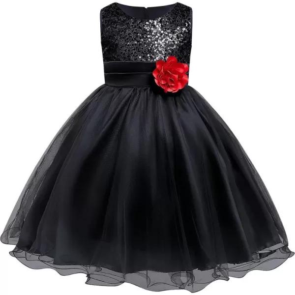 Flower Girls Sequins Rainbow Tutu Dress for Kids Baby Wedding Bridesmaid Pageant Birthday Party Princess Tulle Dresses002 Black