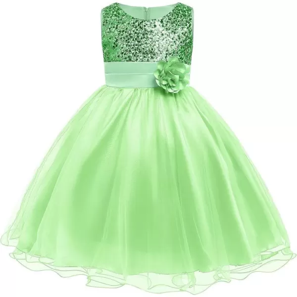 Flower Girls Sequins Rainbow Tutu Dress for Kids Baby Wedding Bridesmaid Pageant Birthday Party Princess Tulle Dresses002 Green