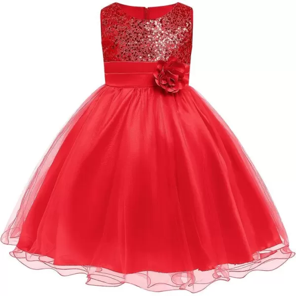 Flower Girls Sequins Rainbow Tutu Dress for Kids Baby Wedding Bridesmaid Pageant Birthday Party Princess Tulle Dresses002 Red