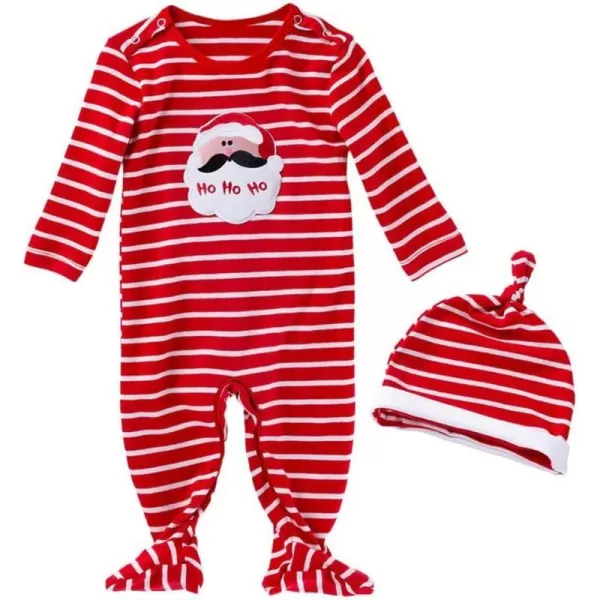 IDOPIP Baby Boys Girls 1st Halloween Pumpkin Santa Jumpsuit Long Sleeve Striped Romper Hat 2PCS Footie Romper Outfit Set 02TRed Santa