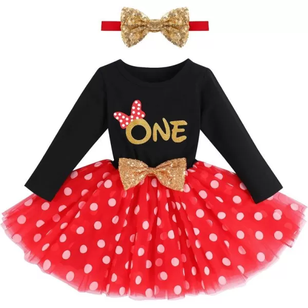 IDOPIP Baby Girl 1st 2nd 3rd Birthday Dress Princess Pageant Party Sequin Bowknot Tutu Dress Cake Smash Playwear Dress Outfit001 Black  Red  One