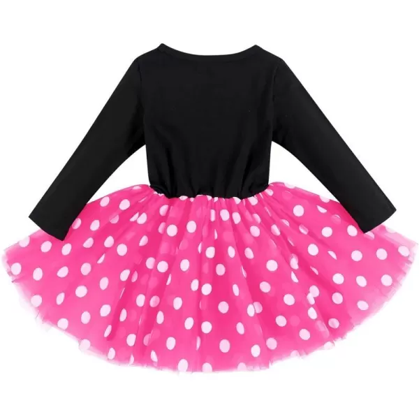 IDOPIP Baby Girl 1st 2nd 3rd Birthday Dress Princess Pageant Party Sequin Bowknot Tutu Dress Cake Smash Playwear Dress Outfit002 Black  Hot Pink  One