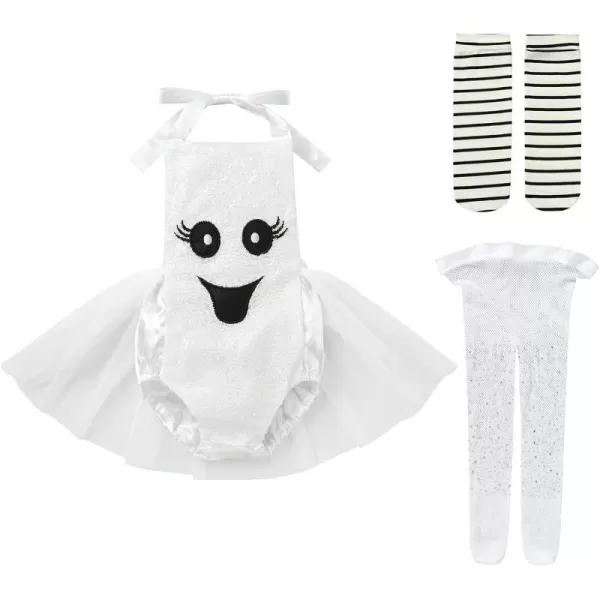 IDOPIP Baby Girls 1st Halloween Outfit Pumpkin Ghost Romper Sequin Backless Tulle Bodysuit Dress with Socks  Tights CostumeIDOPIP Baby Girls 1st Halloween Outfit Pumpkin Ghost Romper Sequin Backless Tulle Bodysuit Dress with Socks  Tights Costume