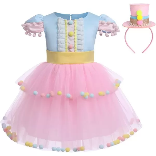 IDOPIP Carnival Circus Costume for Kids Baby Girls Romper Tutu Dress Princess Birthday Party Dress up with Headband OutfitPink  Headband  Kids