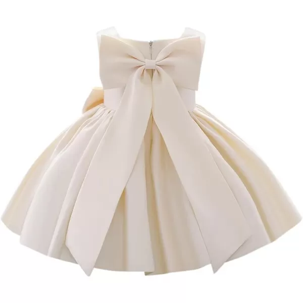 IDOPIP Flower Girl Bowknot Tutu Dress for Kids Baby Princess Wedding Bridesmaid Birthday Party Pageant Baptism Dresses 6M10TChampagne