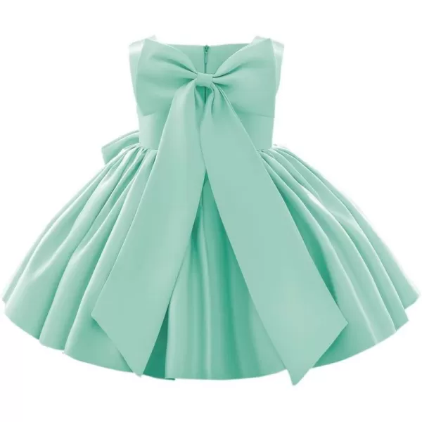 IDOPIP Flower Girl Bowknot Tutu Dress for Kids Baby Princess Wedding Bridesmaid Birthday Party Pageant Baptism Dresses 6M10TLight Green