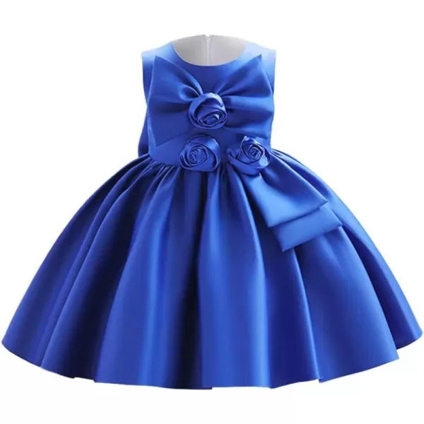 IDOPIP Flower Girl Bowknot Tutu Dress for Kids Baby Princess Wedding Bridesmaid Birthday Party Pageant Baptism Dresses 6M10TRoyal Blue  Rose Bow