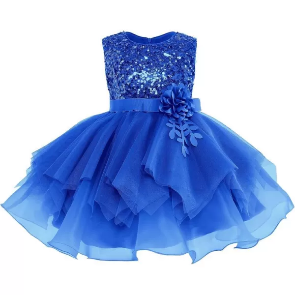 IDOPIP Flower Girls Sequins Tutu Dress for Kids Baby Wedding Bridesmaid Pageant Birthday Party Princess Organza Tulle DressesRoyal Blue