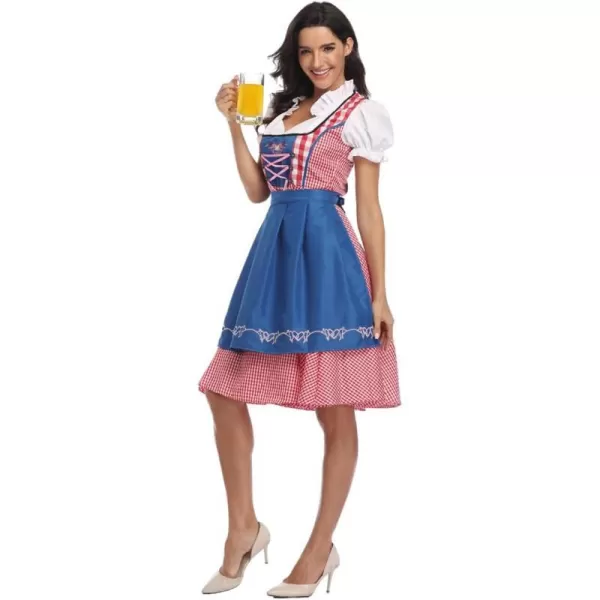 IDOPIP Oktoberfest Costumes Women German Dirndl Dresses for Oktoberfest Bavarian Halloween Dress Cosplay Beer Carnival OutfitBlue  Apron