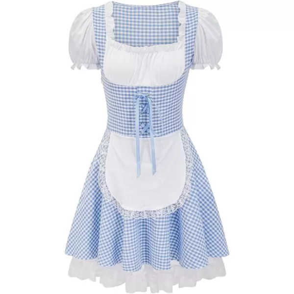 IDOPIP Oktoberfest Costumes Women German Dirndl Dresses for Oktoberfest Bavarian Halloween Dress Cosplay Beer Carnival OutfitBlue 1pc Dress