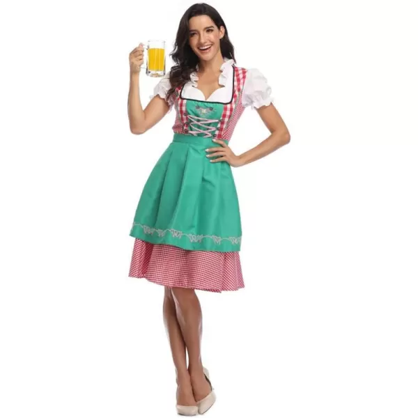 IDOPIP Oktoberfest Costumes Women German Dirndl Dresses for Oktoberfest Bavarian Halloween Dress Cosplay Beer Carnival OutfitGreen  Apron