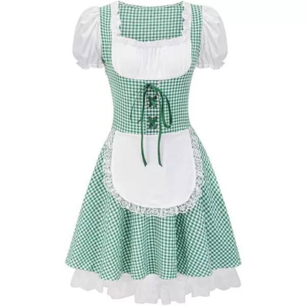 IDOPIP Oktoberfest Costumes Women German Dirndl Dresses for Oktoberfest Bavarian Halloween Dress Cosplay Beer Carnival OutfitGreen 1pc Dress