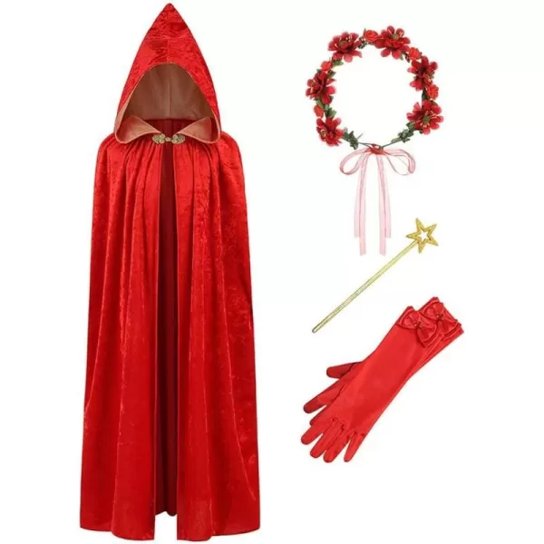 IDOPIP Prince King Costume for Kids Adult Boys Men Royal Prince Robe Cape Crown Scepter Set for Halloween Dress up CosplayRed 4pcs  Girls