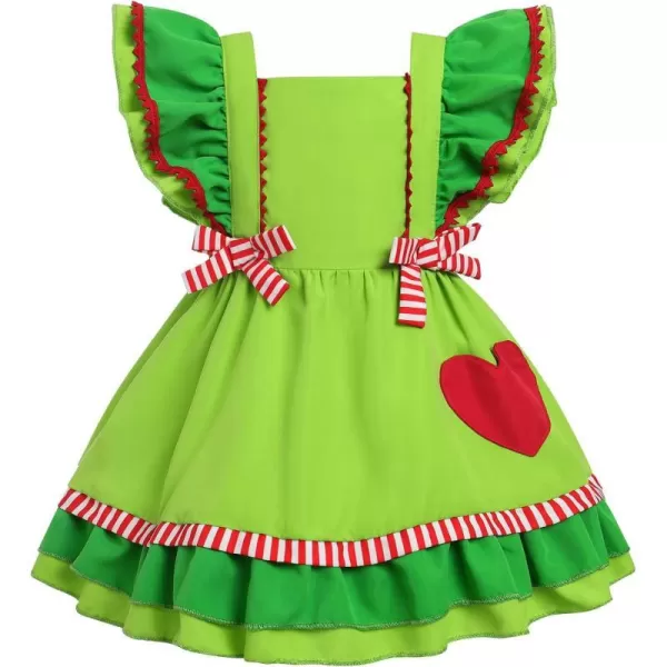 IDOPIP Toddler Baby Girls Cow Plaid Strawberry Rainbow Tutu Dress Summer Sleeveless Princess Birthday Party Dresses ClothesGreen