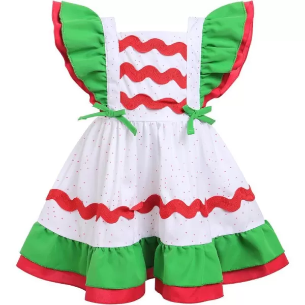 IDOPIP Toddler Baby Girls Cow Plaid Strawberry Rainbow Tutu Dress Summer Sleeveless Princess Birthday Party Dresses ClothesWhite  Green