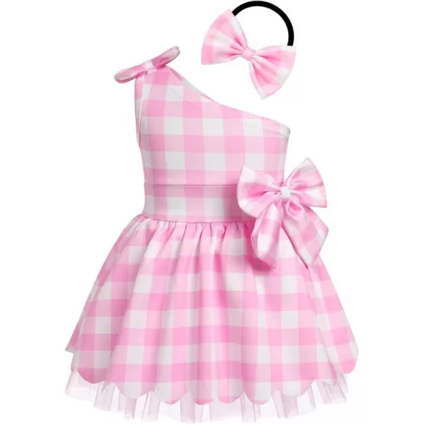 IDOPIP Toddler Baby Girls Plaid Tutu Dress with Headband Halloween Birthday Party Dress up Costume Outfits for Photo ShootPink Plaid