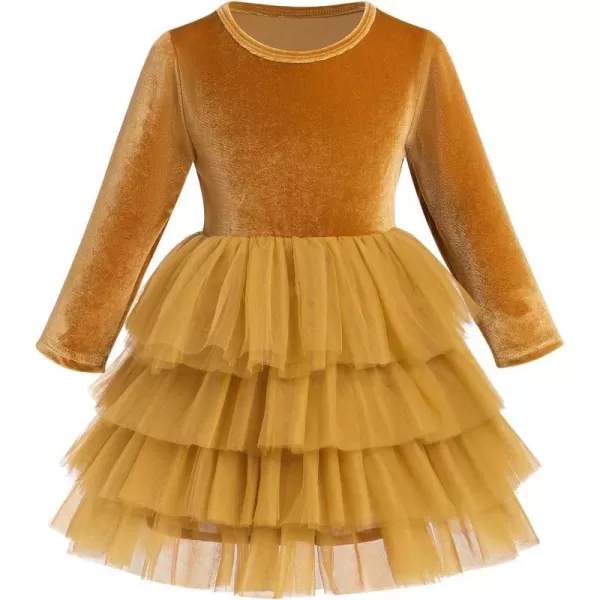 IDOPIP Toddler Baby Girls Velvet Tutu Dress Long Sleeve Princess Christmas Birthday Party Wedding Dresses Fall Winter ClothesChampagne  Tulle