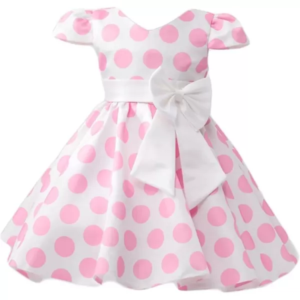 IDOPIP Toddler Girls Polka Dot Princess Costume Christmas Halloween Birthday Party Dress with Mouse Ear Headband Kids CosplayPink  White 2pcs Outfit