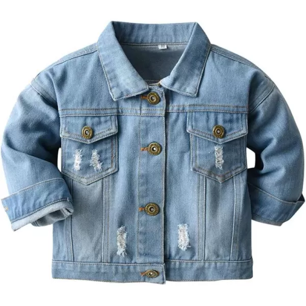 IDOPIP Toddler Kid Baby Boys Girls Denim Jacket Long Sleeve Button Down Jeans Coat Cowboy Overcoat Hoodie Casual OutwearBlue 01