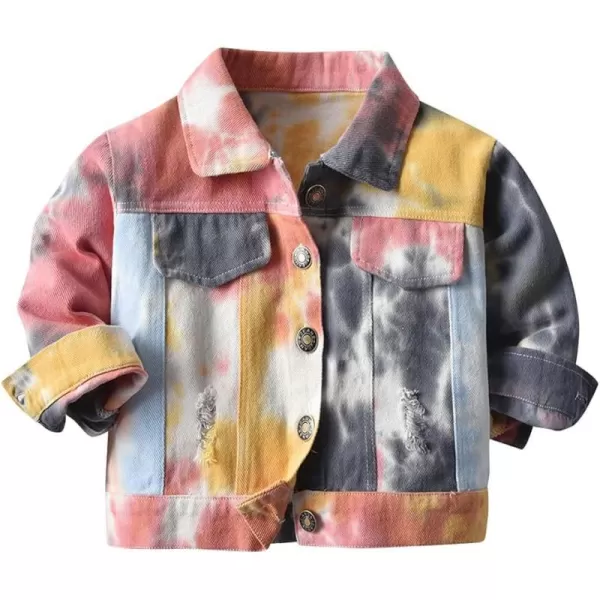 IDOPIP Toddler Kid Baby Boys Girls Denim Jacket Long Sleeve Button Down Jeans Coat Cowboy Overcoat Hoodie Casual OutwearGray  Yellow