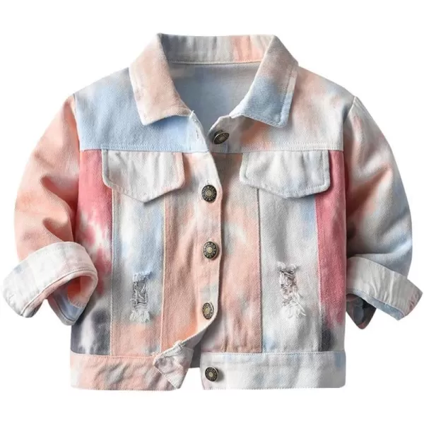 IDOPIP Toddler Kid Baby Boys Girls Denim Jacket Long Sleeve Button Down Jeans Coat Cowboy Overcoat Hoodie Casual OutwearPink  Blue