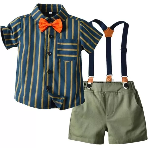 IDOPIP Toddler Kids Baby Boys Formal Suit Gentleman White Shirt with Bowtie  Suspender Shorts Pants Overalls Clothes 18TArmy Green  Shorts