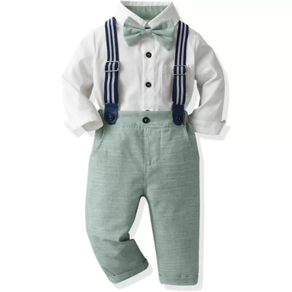 IDOPIP Toddler Kids Baby Boys Formal Suit Gentleman White Shirt with Bowtie  Suspender Shorts Pants Overalls Clothes 6M5TGreen  Pants