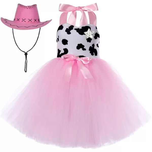 IDOPIP Toddler Kids Baby Girls Halloween Costume Princess Birthday Party Tutu Dress up with Headband Fancy Cosplay OutfitPink Cow