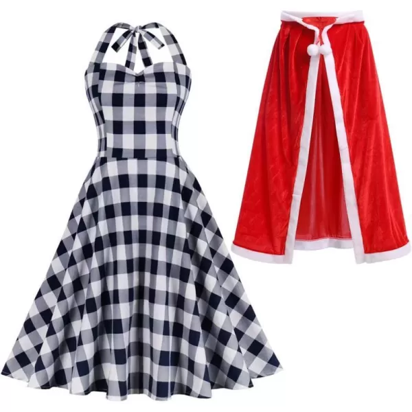 IDOPIP Women Kids Baby Girls Christmas Party Dress Xmas Red Plaid Tutu Dress with Hooded Cloak Cape Family Matching CostumeWhite Adult