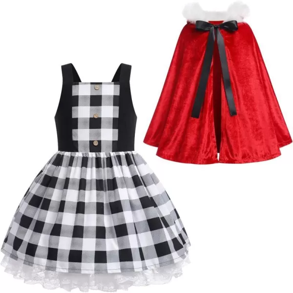 IDOPIP Women Kids Baby Girls Christmas Party Dress Xmas Red Plaid Tutu Dress with Hooded Cloak Cape Family Matching CostumeWhite Kids