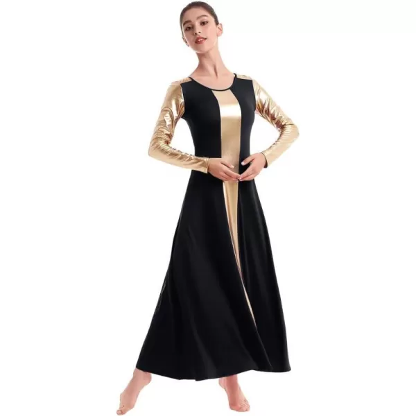 IDOPIP Women Metallic Color Block Praise Dance Dress Liturgical Lyrical Dancewear Gown Long Sleeve Worship Dance DressIDOPIP Women Metallic Color Block Praise Dance Dress Liturgical Lyrical Dancewear Gown Long Sleeve Worship Dance Dress