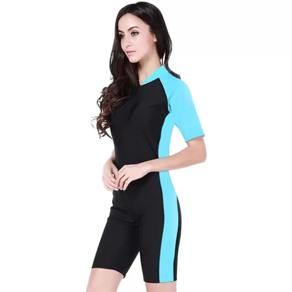 IDOPIP Womens One Piece Rash Guard Surfing Swimsuit Bathing Suit Long Sleeve Zipper UPF 50 Swimwear Athletic WetsuitBlue  Black