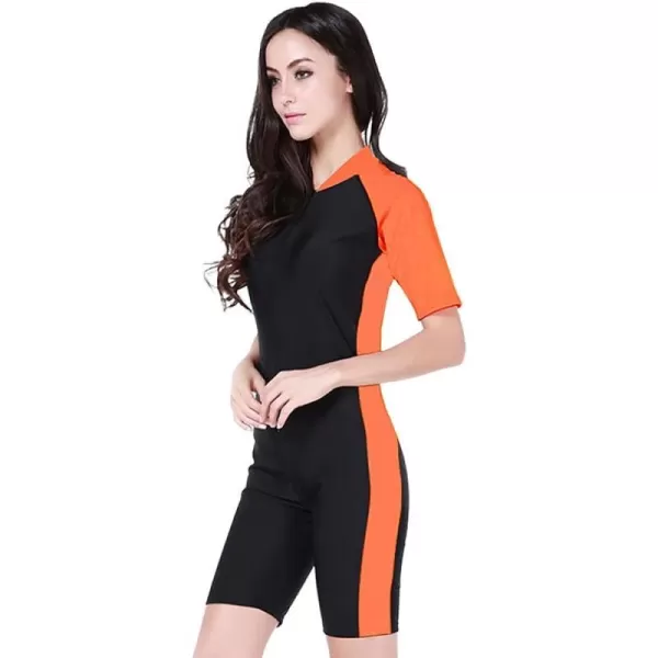 IDOPIP Womens One Piece Rash Guard Surfing Swimsuit Bathing Suit Long Sleeve Zipper UPF 50 Swimwear Athletic WetsuitOrange