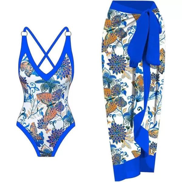 Royal Blue Butterfly + Floral