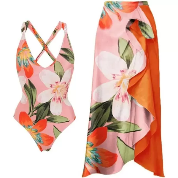 Orange + Pink Floral 2pcs