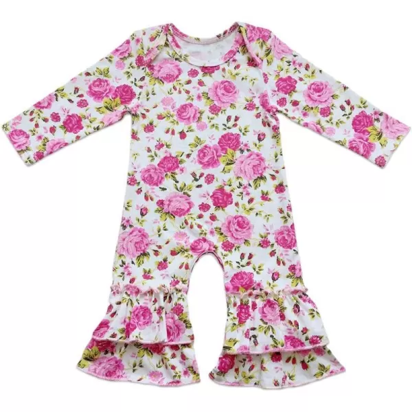 Icing Ruffle Jumpsuit Pants for Toddler Baby Girls Long Sleeve Romper OutfitPink  Floral