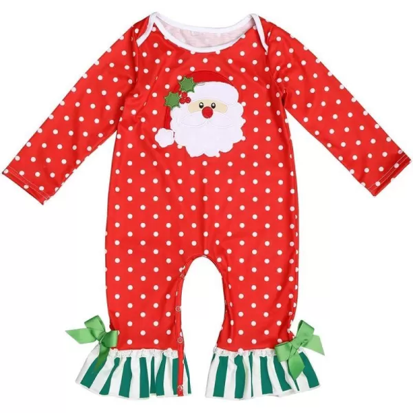 Icing Ruffle Jumpsuit Pants for Toddler Baby Girls Long Sleeve Romper OutfitRed Santa  Polka Dot