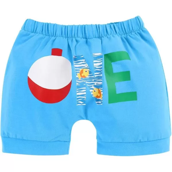 Infant Baby Boys Summer Shorts Bottoms Fishing Dinosaur Diaper Cover Pants First Birthday Cake Smash Outfit Photo Prop001 Blue Fishing