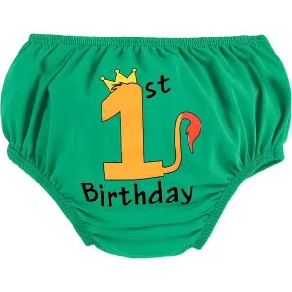 Infant Baby Boys Summer Shorts Bottoms Fishing Dinosaur Diaper Cover Pants First Birthday Cake Smash Outfit Photo PropGreen Lion