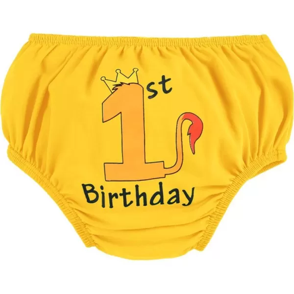 Infant Baby Boys Summer Shorts Bottoms Fishing Dinosaur Diaper Cover Pants First Birthday Cake Smash Outfit Photo PropYellow Lion