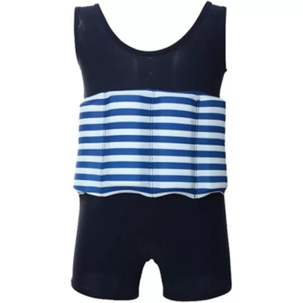 Kids Boys Girls Floatation Swimsuit with Adjustable Buoyancy Baby Float Suit Swim Vest One Piece Swimwear Bathing SuitBlack  Blue Striped