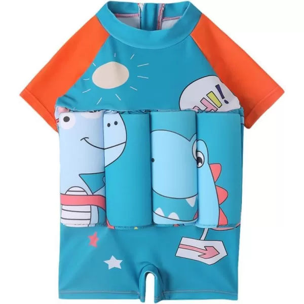 Kids Boys Girls Floatation Swimsuit with Adjustable Buoyancy Baby Float Suit Swim Vest One Piece Swimwear Bathing SuitBlue  Orange Dinosaur