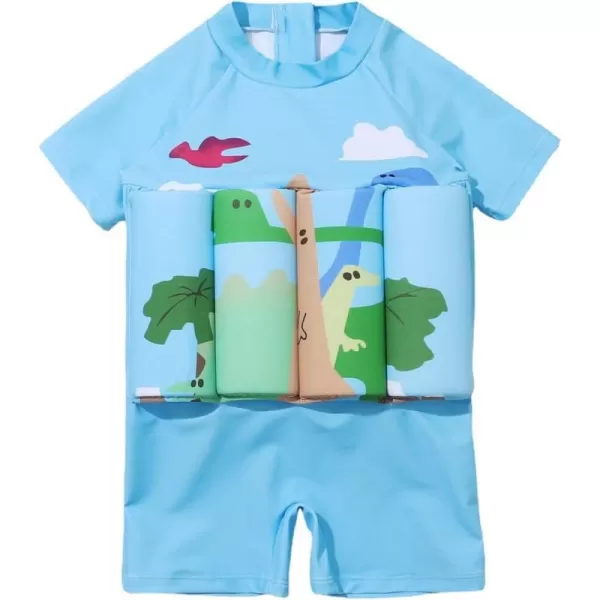 Kids Boys Girls Floatation Swimsuit with Adjustable Buoyancy Baby Float Suit Swim Vest One Piece Swimwear Bathing SuitBlue Dinosaur  Cloud