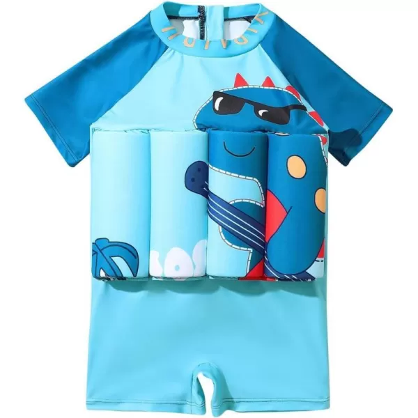 Kids Boys Girls Floatation Swimsuit with Adjustable Buoyancy Baby Float Suit Swim Vest One Piece Swimwear Bathing SuitBlue Dinosaur  Guitar