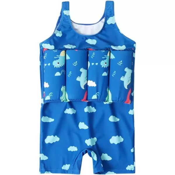 Kids Boys Girls Floatation Swimsuit with Adjustable Buoyancy Baby Float Suit Swim Vest One Piece Swimwear Bathing SuitBlue Dinosaur