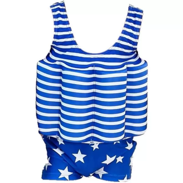 Kids Boys Girls Floatation Swimsuit with Adjustable Buoyancy Baby Float Suit Swim Vest One Piece Swimwear Bathing SuitBlue Striped Stars