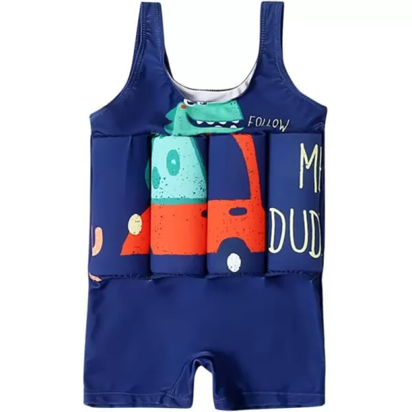 Kids Boys Girls Floatation Swimsuit with Adjustable Buoyancy Baby Float Suit Swim Vest One Piece Swimwear Bathing SuitDark Blue Dinosaur