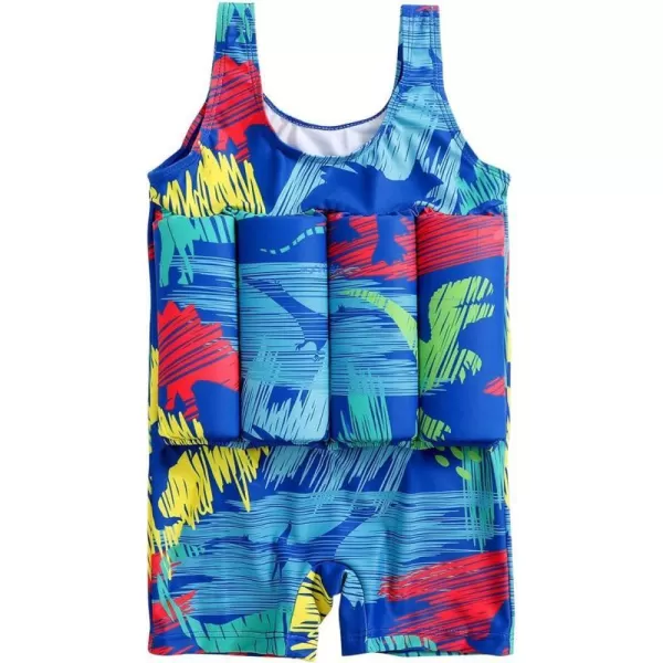 Kids Boys Girls Floatation Swimsuit with Adjustable Buoyancy Baby Float Suit Swim Vest One Piece Swimwear Bathing SuitDark Blue Print