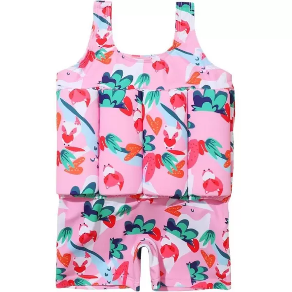 Kids Boys Girls Floatation Swimsuit with Adjustable Buoyancy Baby Float Suit Swim Vest One Piece Swimwear Bathing SuitPink Fox