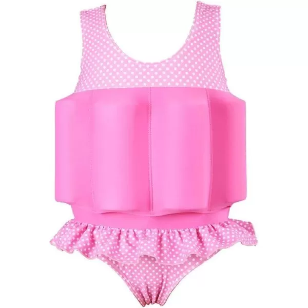 Kids Boys Girls Floatation Swimsuit with Adjustable Buoyancy Baby Float Suit Swim Vest One Piece Swimwear Bathing SuitPink Polka Dot